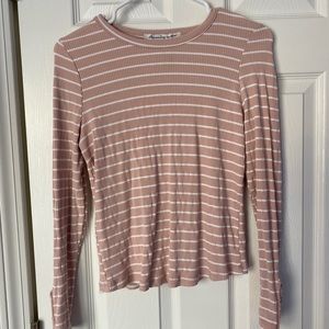 pink and white stripe long sleeve top